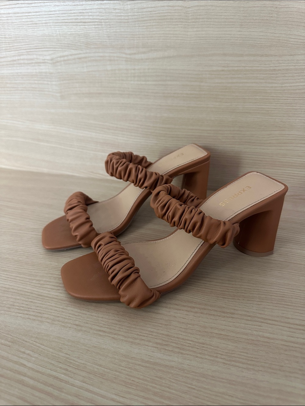 Express Ruched Double Band Heeled Sandals 7